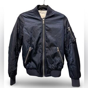 Aritzia Babaton Navy Gilman Bomber Jacket